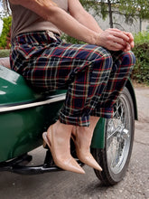 Charger l'image dans la galerie, Pantalon vintage Nora - Tartan bleu marine. Taille L, 40, 42.