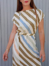 Charger l'image dans la galerie, Robe vintage Ariane - Rayures diagonales. Taille S, 36, 38. Gérard Pasquier