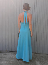 Charger l'image dans la galerie, Robe de cérémonie vintage Louizane - Dos nu, maxi longueur turquoise. Taille M, 38, 40