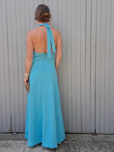Charger l'image dans la galerie, Robe de cérémonie vintage Louizane - Dos nu, maxi longueur turquoise. Taille M, 38, 40