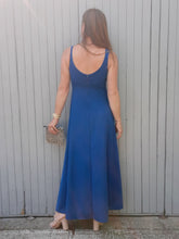 Charger l'image dans la galerie, Robe de cérémonie vintage Nelly - Bleu canard. Empiècement lotus. Taille S, 36, 38. Made in France