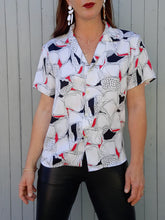 Charger l'image dans la galerie, Chemisier vintage Tina - Imprimé graphique. Taille M, 38, 40 Made in France