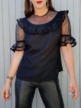 Charger l'image dans la galerie, Blouse vintage Pernille - Voile volanté et plumetis. Taille S ou 36, 38.