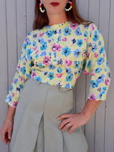 Charger l'image dans la galerie, Blouse vintage Valentine - Fleurie. Taille L, 40, 42. Made in France