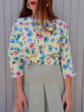 Charger l'image dans la galerie, Blouse vintage Valentine - Fleurie. Taille L, 40, 42. Made in France