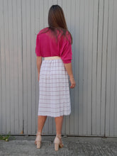 Charger l'image dans la galerie, Jupe vintage Léonie - Rayé fuchsia et blanc. Plissé permanent. Taille S, 36, 38.