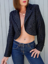 Charger l'image dans la galerie, Blazer vintage Julia - Black. Taille S, 36, 38. Ficelle. Made in France.