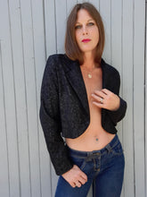 Charger l'image dans la galerie, Blazer vintage Julia - Black. Taille S, 36, 38. Ficelle. Made in France.
