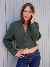 Charger l'image dans la galerie, Veste vintage Agathe - Cropped vert sapin. Taille M, 38, 40. Made in France