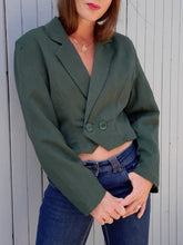 Charger l'image dans la galerie, Veste vintage Agathe - Cropped vert sapin. Taille M, 38, 40. Made in France