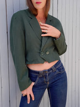Charger l'image dans la galerie, Veste vintage Agathe - Cropped vert sapin. Taille M, 38, 40. Made in France