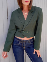 Charger l'image dans la galerie, Veste vintage Agathe - Cropped vert sapin. Taille M, 38, 40. Made in France