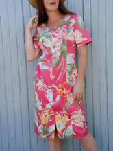 Charger l'image dans la galerie, Robe vintage Bony - Fleurie et boutonnée en coton. Taille L, 40, 42. Franck Fils. Made in France.