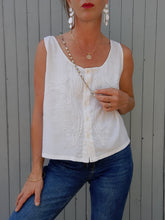 Charger l'image dans la galerie, Top vintage Anaïs - Perles et broderies. Taille M, 38, 40. René Derhy.