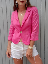 Charger l'image dans la galerie, Blazer vintage Elise - Coton rose. Taille XS, 34, 36. Mirko