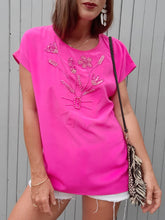 Charger l'image dans la galerie, Haut vintage Nina - Perles, sequins en soie rose. Taille M, 38, 40.