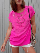 Charger l'image dans la galerie, Haut vintage Nina - Perles, sequins en soie rose. Taille M, 38, 40.