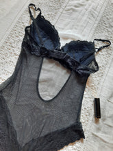 Charger l'image dans la galerie, Body Léna - Tulle transparent et dentelle noire. Balconnet. Taille S, 36, 38.
