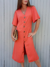 Charger l'image dans la galerie, Robe vintage Élina - Toute boutonnée orange. XL, 42, 44.