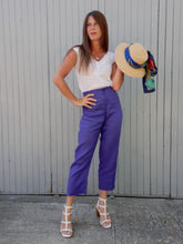 Charger l'image dans la galerie, Pantalon Séléna - 7/8 ème Violet en lin. Taille XL, 42, 44. Made in Italy.