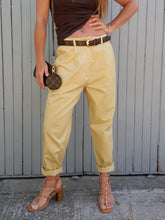 Charger l'image dans la galerie, Pantalon vintage Emmeline - Relax jaune en coton. Taille L, 40, 42