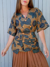 Charger l'image dans la galerie, Veste vintage Monica - Imprimé ethnique en lin. Taille XL, 42, 44.