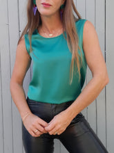 Charger l'image dans la galerie, Haut vintage Léana - Vert canard. Taille S, 36, 38. Marie Clémence. Made in France.