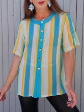 Charger l'image dans la galerie, Blouse vintage Gaelle - A rayures. Taille M, 38, 40. Marie Clémence. Made in France