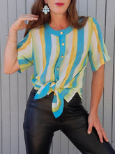 Charger l'image dans la galerie, Blouse vintage Gaelle - A rayures. Taille M, 38, 40. Marie Clémence. Made in France