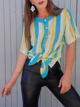 Charger l'image dans la galerie, Blouse vintage Gaelle - A rayures. Taille M, 38, 40. Marie Clémence. Made in France
