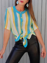 Charger l'image dans la galerie, Blouse vintage Gaelle - A rayures. Taille M, 38, 40. Marie Clémence. Made in France