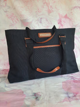 Charger l'image dans la galerie, Porte document Aude - Toile noire et cuir brun. Lancel.