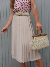 Charger l'image dans la galerie, Jupe vintage Marielle - Plissée et boutonnée, écru. Taille S, 36, 38.
