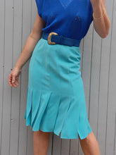 Charger l'image dans la galerie, Jupe vintage Sophie - Bleu turquoise à pans. Taille S, 36, 38. "Une parenthèse" Made in France.