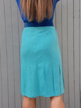 Charger l'image dans la galerie, Jupe vintage Sophie - Bleu turquoise à pans. Taille S, 36, 38. "Une parenthèse" Made in France.