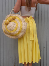 Charger l'image dans la galerie, Jupe vintage Julia - Coton jaune. Plissée et boutonnée. Taille XS, 34, 36. Unanyme. Made in France.