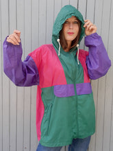 Charger l'image dans la galerie, Coupe-vent vintage Odile - Imperméable color-block. Taille L, 40, 42.
