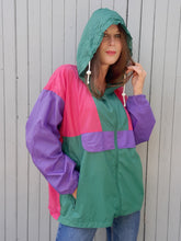 Charger l'image dans la galerie, Coupe-vent vintage Odile - Imperméable color-block. Taille L, 40, 42.