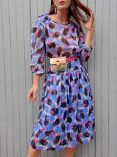 Charger l'image dans la galerie, Robe vintage Léna - Plissé fleuri. Taille M, 38, 40. Huguet Paris. Made in France