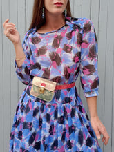 Charger l'image dans la galerie, Robe vintage Léna - Plissé fleuri. Taille M, 38, 40. Huguet Paris. Made in France