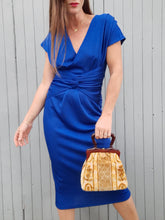 Charger l'image dans la galerie, Robe vintage Justine - Bleu roi, nœud à la taille. Taille S, 36, 38. Franck et Fils. Made in France.