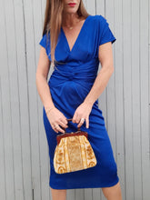 Charger l'image dans la galerie, Robe vintage Justine - Bleu roi, nœud à la taille. Taille S, 36, 38. Franck et Fils. Made in France.