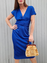 Charger l'image dans la galerie, Robe vintage Justine - Bleu roi, nœud à la taille. Taille S, 36, 38. Franck et Fils. Made in France.