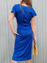Charger l'image dans la galerie, Robe vintage Justine - Bleu roi, nœud à la taille. Taille S, 36, 38. Franck et Fils. Made in France.
