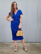 Charger l'image dans la galerie, Robe vintage Justine - Bleu roi, nœud à la taille. Taille S, 36, 38. Franck et Fils. Made in France.