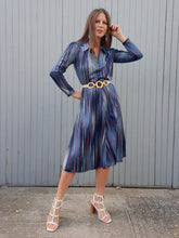Charger l'image dans la galerie, Robe vintage Laure - Rayée et mouchetée. Taille S, 36, 38. Made in France.