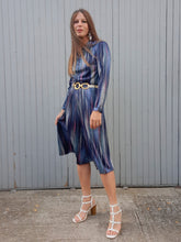 Charger l'image dans la galerie, Robe vintage Laure - Rayée et mouchetée. Taille S, 36, 38. Made in France.