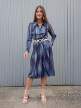 Charger l'image dans la galerie, Robe vintage Laure - Rayée et mouchetée. Taille S, 36, 38. Made in France.