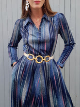 Charger l'image dans la galerie, Robe vintage Laure - Rayée et mouchetée. Taille S, 36, 38. Made in France.