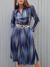 Charger l'image dans la galerie, Robe vintage Laure - Rayée et mouchetée. Taille S, 36, 38. Made in France.